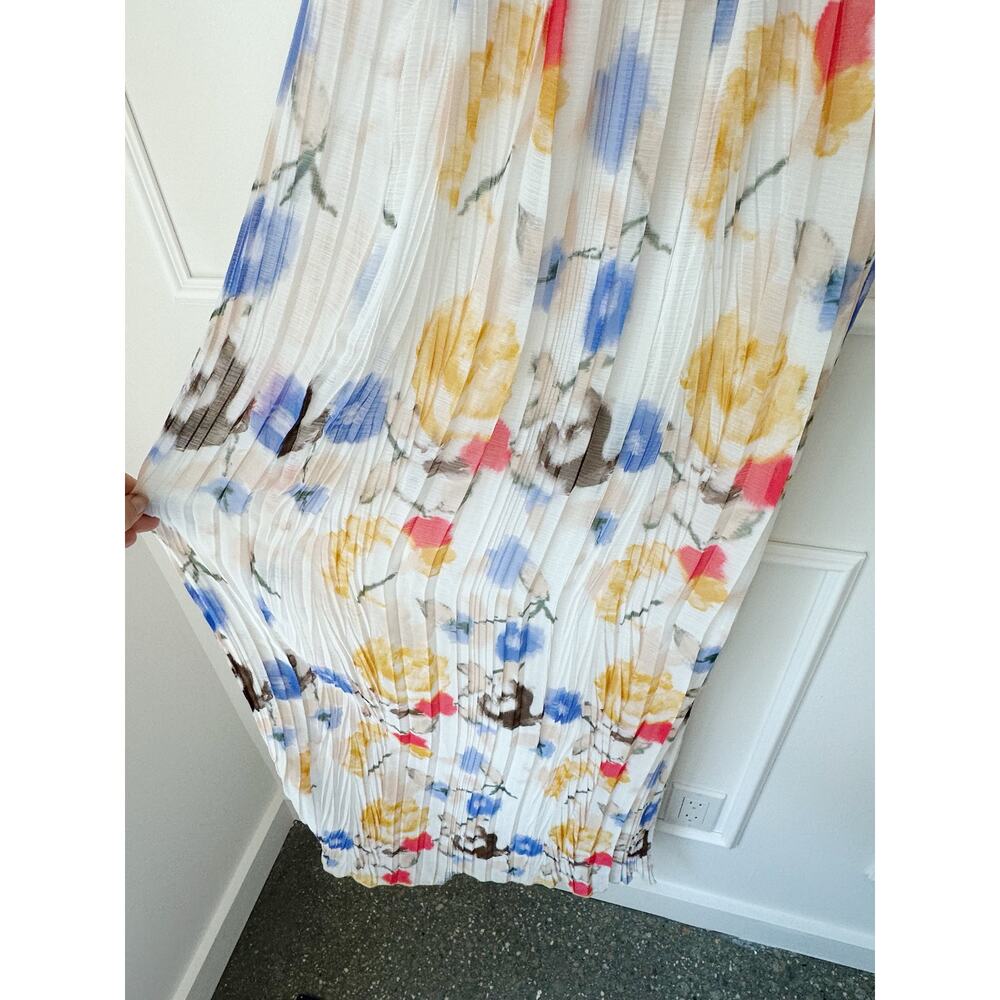 Reiss white floral maxi dress pleasted skirt size 4 - Picture 9 of 11